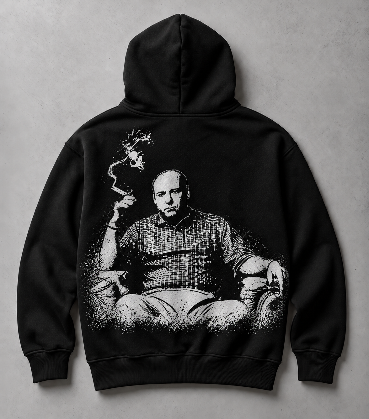 SOPRANO PORTRAIT — HOODIE, siyah hoodie, sırt baskısı