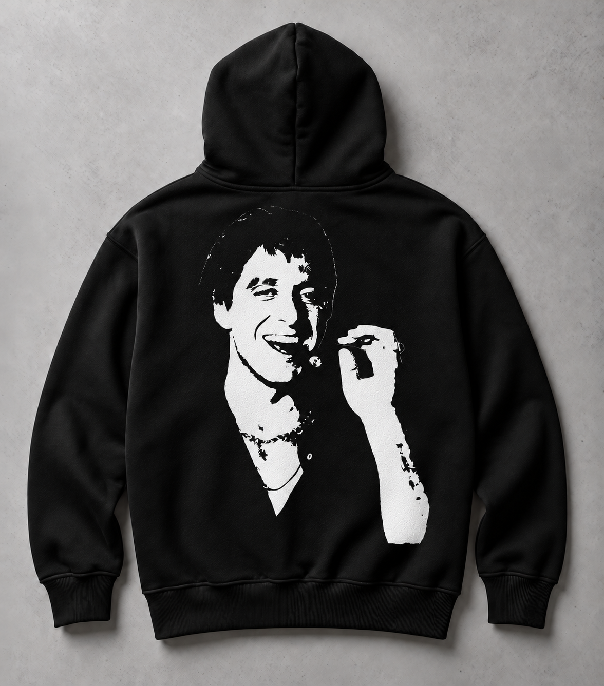 MONTANA PORTRAIT — HOODIE, siyah hoodie, sırt baskısı