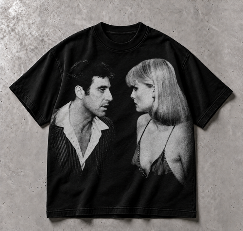 SCARFACE DUO — TEE, siyah tişört, ön baskı