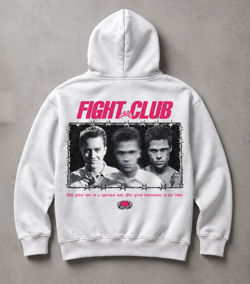 Fight Club Rule One — Hoodie - White - arka baskı
