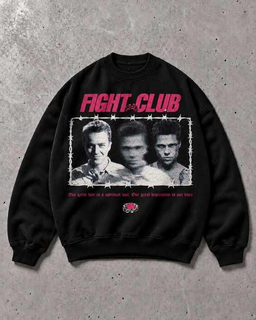 Fight Club Rule One — Crewneck Sweatshirt - Black - ön baskı