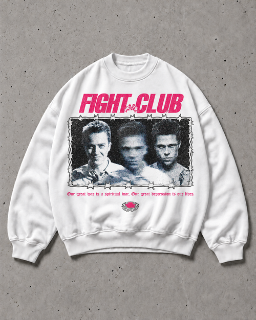 Fight Club Rule One — Crewneck Sweatshirt - White - ön baskı