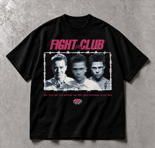 Fight Club Rule One — Boxy Fit T-Shirt - Black - ön baskı