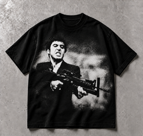 ALCATRAZ CLO FINAL STAND — Boxy Fit T-Shirt Siyah ürün mockup