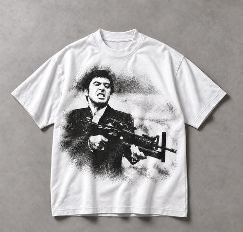 ALCATRAZ CLO FINAL STAND — Boxy Fit T-Shirt Beyaz ürün mockup