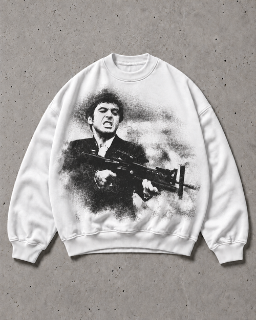 ALCATRAZ CLO FINAL STAND — Oversize Sweatshirt Beyaz ürün mockup