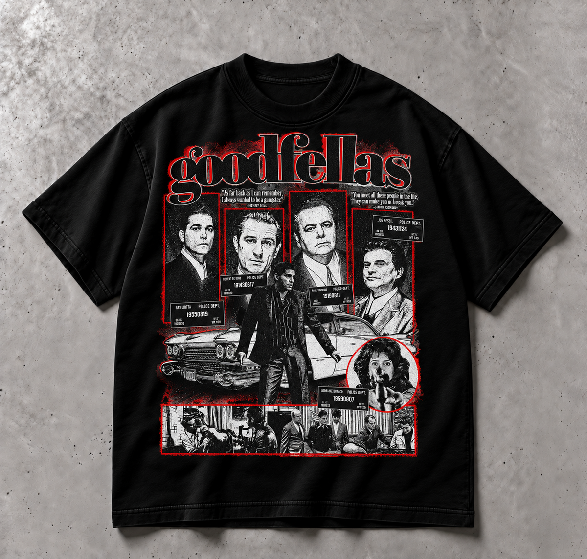 Goodfellas Archive — Boxy Fit T-Shirt - Black - ön baskı