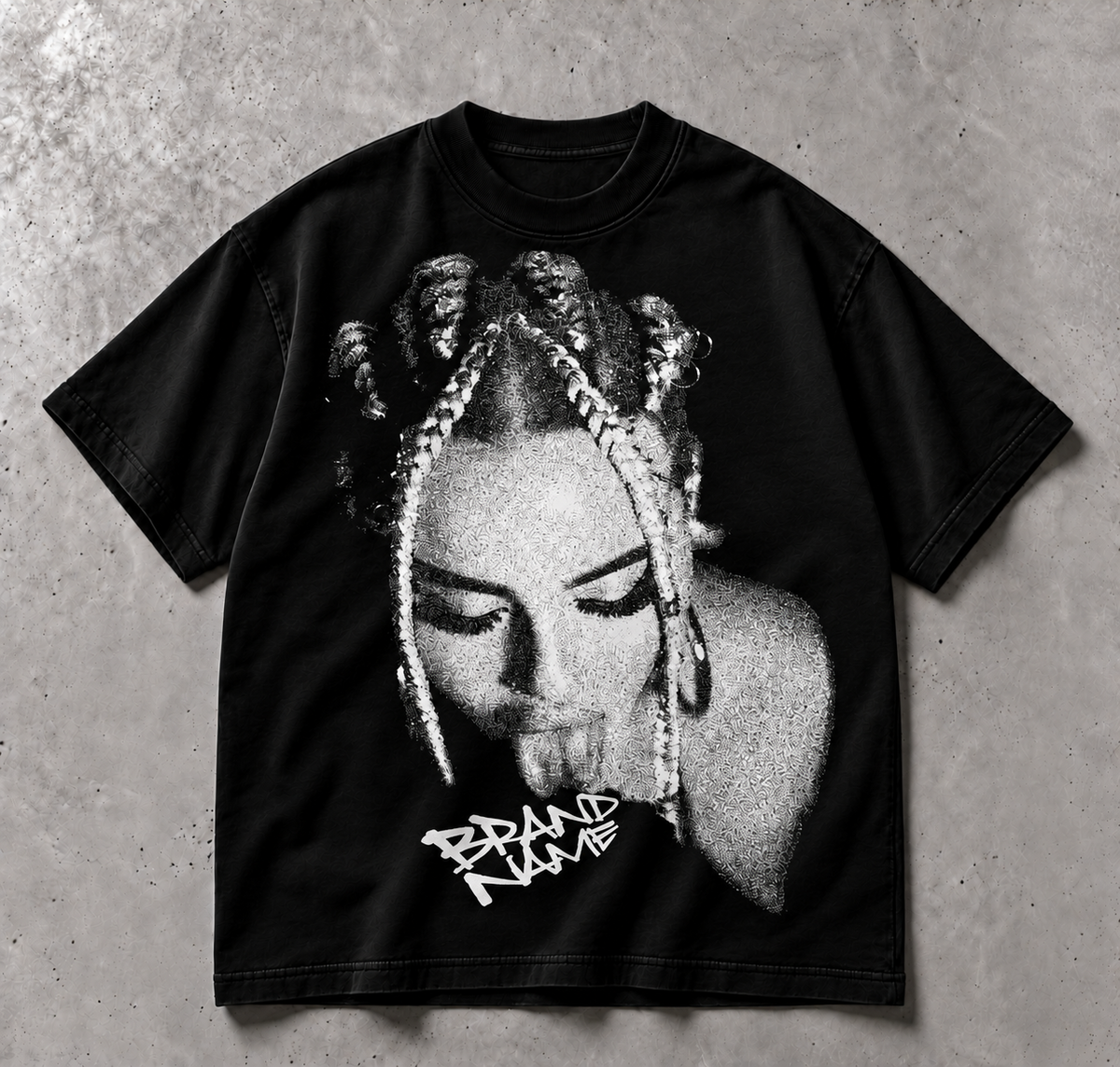 ALCATRAZ CLO RAW IDENTITY siyah boxy fit tişört ön baskı