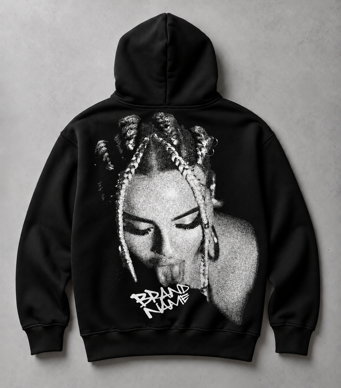 ALCATRAZ CLO RAW IDENTITY — Oversize Hoodie Siyah ürün mockup