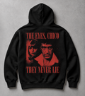 ALCATRAZ CLO THE EYES NEVER LIE — Oversize Hoodie Siyah ürün mockup