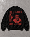 ALCATRAZ CLO THE EYES NEVER LIE — Oversize Sweatshirt Siyah ürün mockup